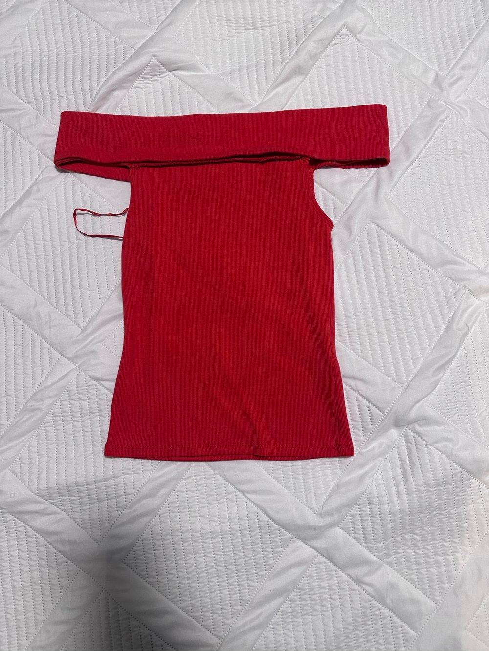 Hollister Off-Shoulder Red Fold-Over Sweater Top